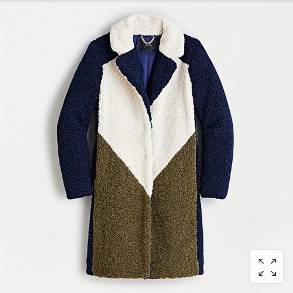 J.Crew Teddy Sherpa Colorblock Topcoat